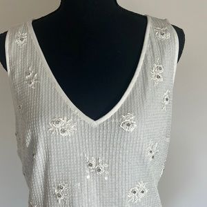 WHBM Cream sparkle tank